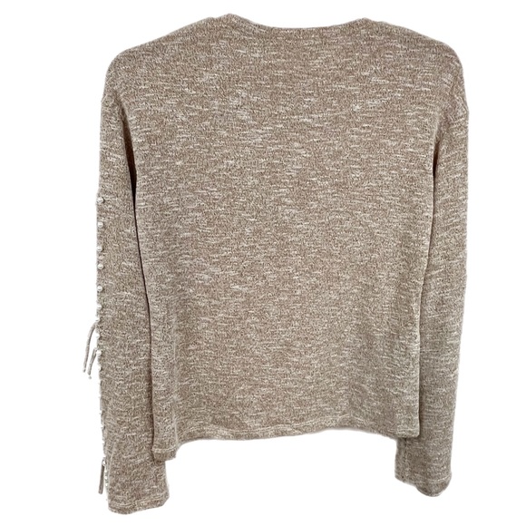 Oeuvre Split Flared Sleeve Pearl Embellished Taupe Sweater S Marled - Picture 6 of 9